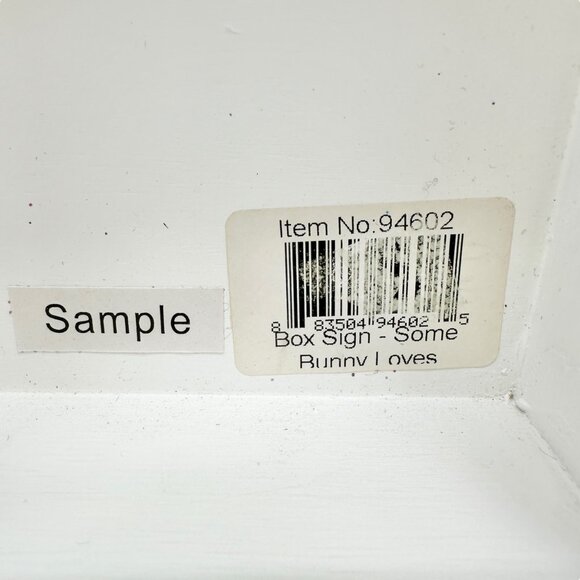 Easter Wooden Box Signs Pair Primitives By Kathy White Pink Glitter New - Picture 5 of 10